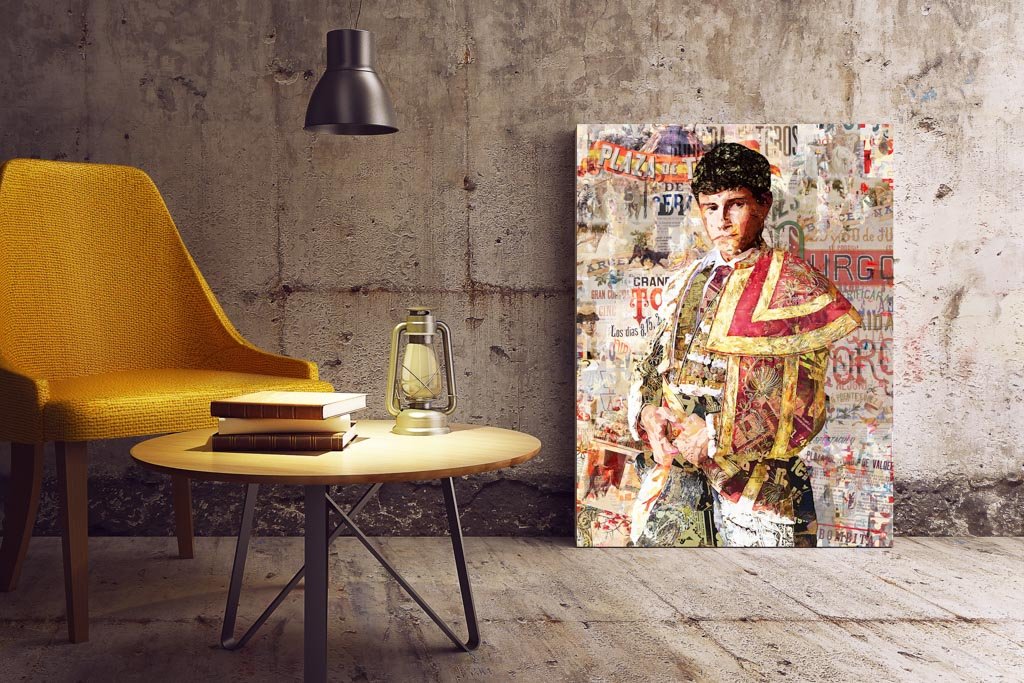 Aaron Palacio Torero, cuadros modernos de toreros, arte taurino moderno, decoración cuadros toreros modernos