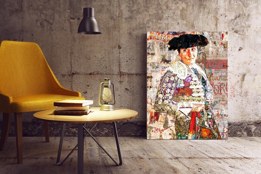 Andres Roca Rey Torero, cuadros modernos de toreros, arte taurino moderno, decoración cuadros toreros modernos