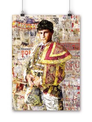Poster Aaron Palacio, poster moderno, poster moderno de torero, lamina taurina, arte taurino poster