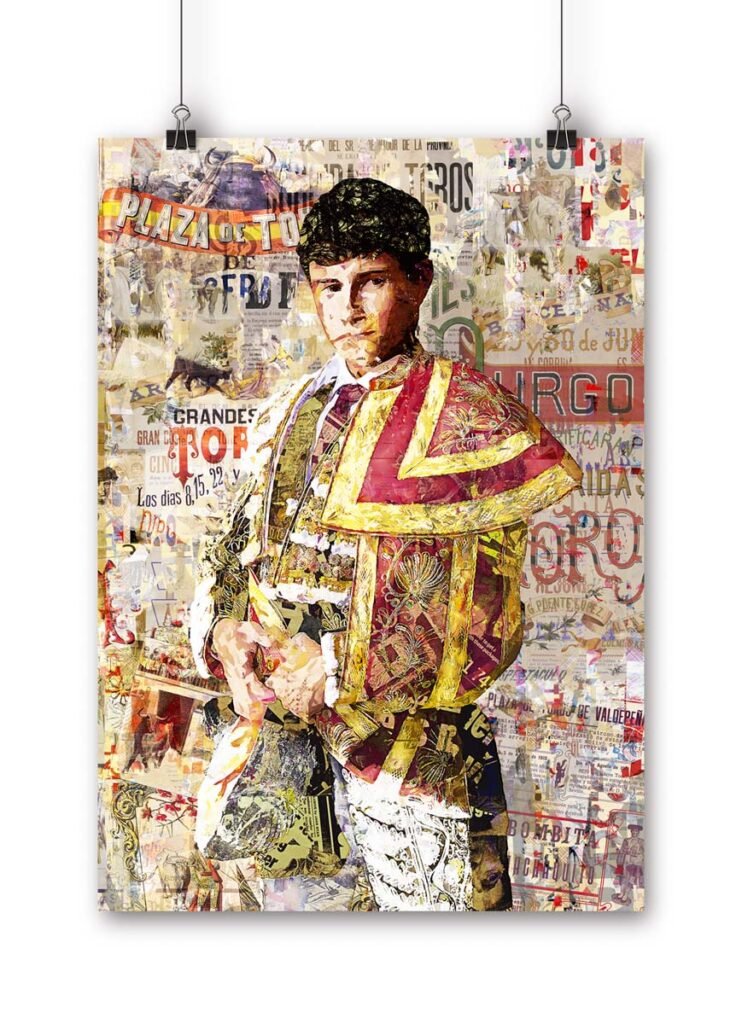 Poster Aaron Palacio, poster moderno, poster moderno de torero, lamina taurina, arte taurino poster