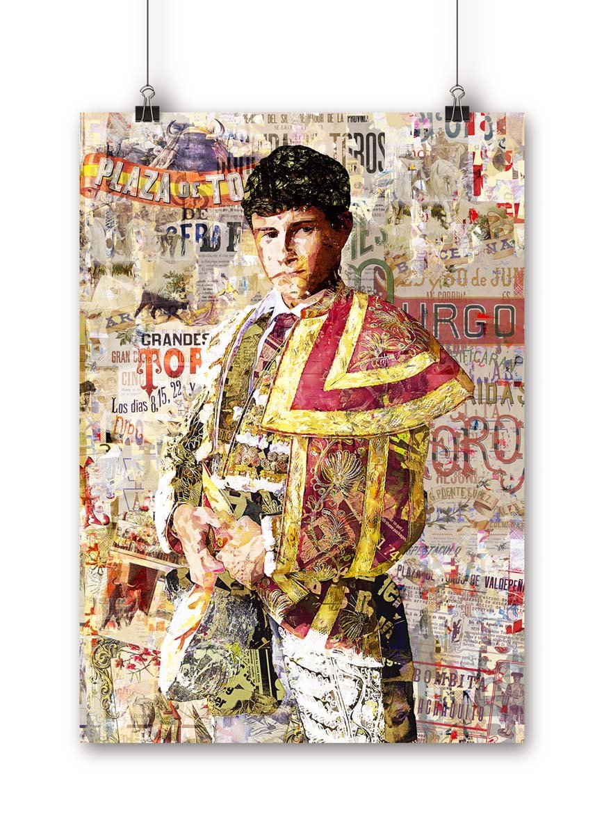 Poster Aaron Palacio, poster moderno, poster moderno de torero, lamina taurina, arte taurino poster