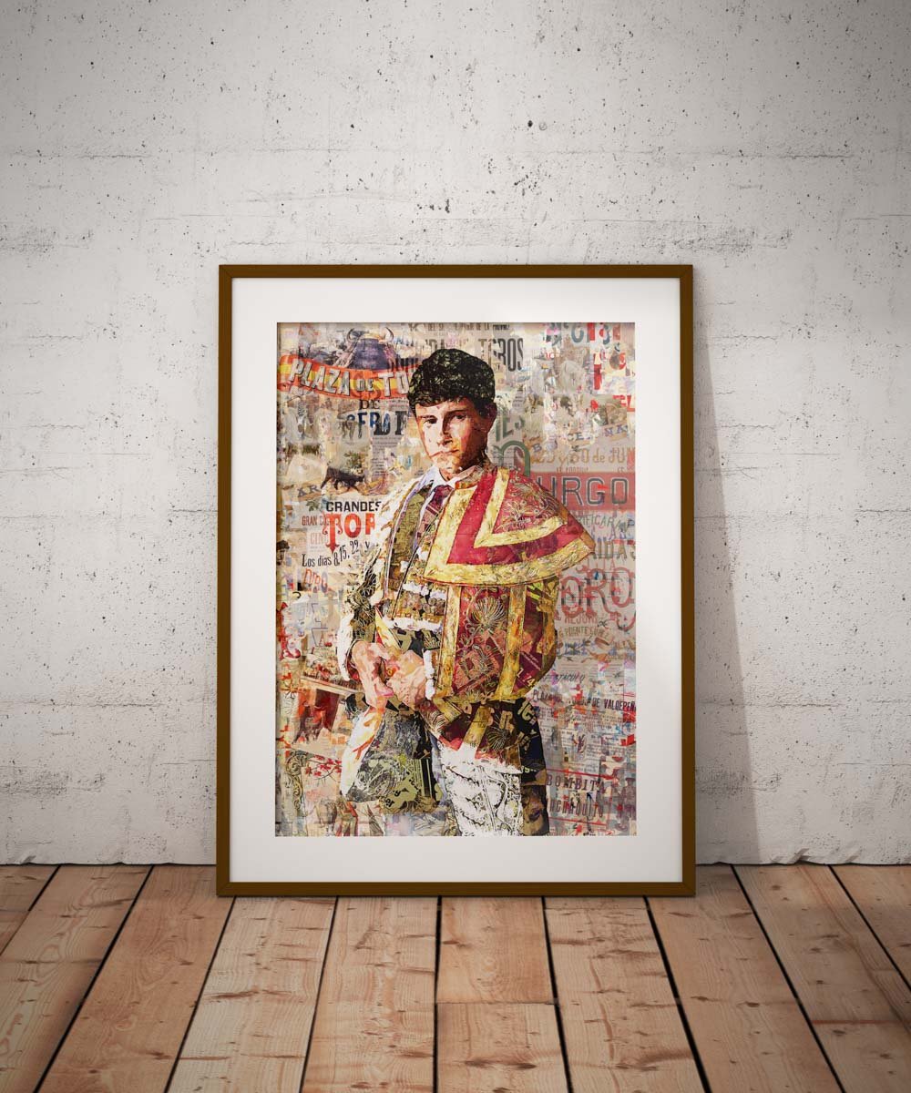 Poster Aaron Palacio, poster moderno, poster moderno de torero, lamina taurina, arte taurino poster
