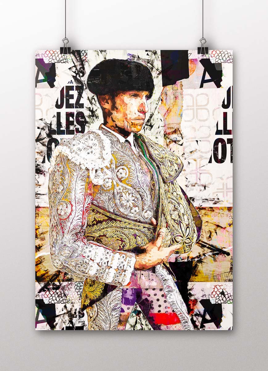Poster Cayetano Rivera Ordóñez, poster moderno, poster moderno de torero, lamina taurina, arte taurino poster